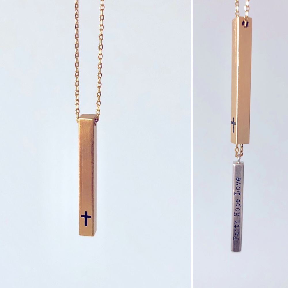 Gold bar secret message necklace